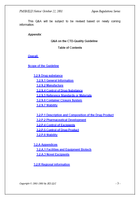 Specific Q & A On CTD - Quality Guideline for Japanese Submission (Enterprise-wide Use License)
