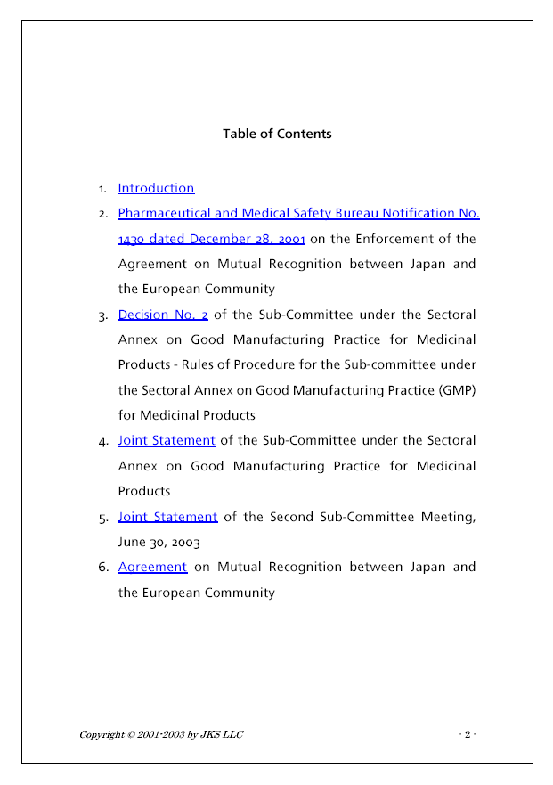 Agreement on Mutual Recognition between Japan and EC: Japanese Regulations