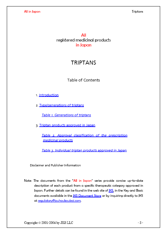 All in Japan: Triptans (Enterprise-wide Use License)