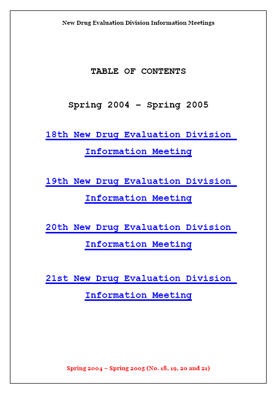 New Drug Evaluation Division Regular Meetings Spring 2004 - Spring 2005 (Single User License)