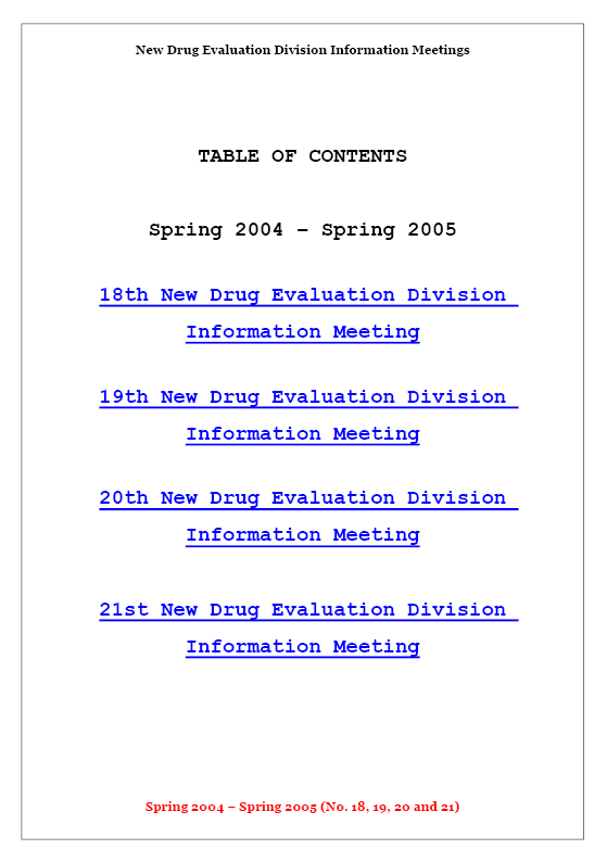 New Drug Evaluation Division Regular Meetings Spring 2004 - Spring 2005 (Enterprise-wide Use License