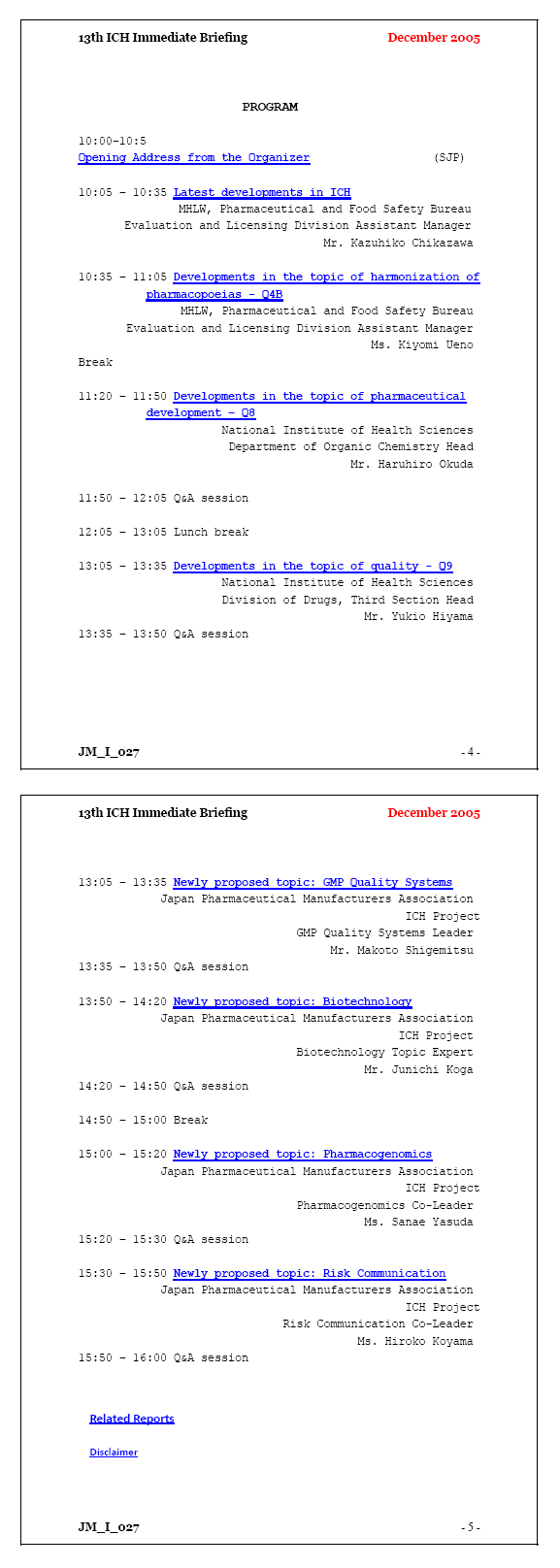 13th ICH Immediate Briefing (Single User License)