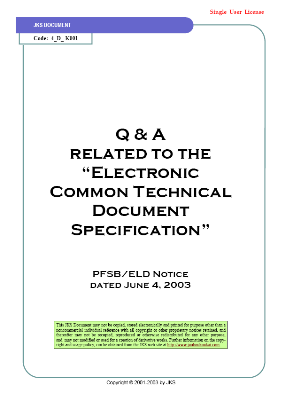 Q&A related to the Electronic CTD Specification (Single User License)