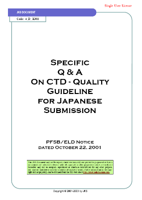 Specific Q & A On CTD - Quality Guideline for Japanese Submission (Single User License)