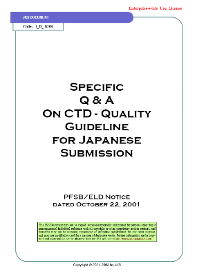 Specific Q & A On CTD - Quality Guideline for Japanese Submission (Enterprise-wide Use License)